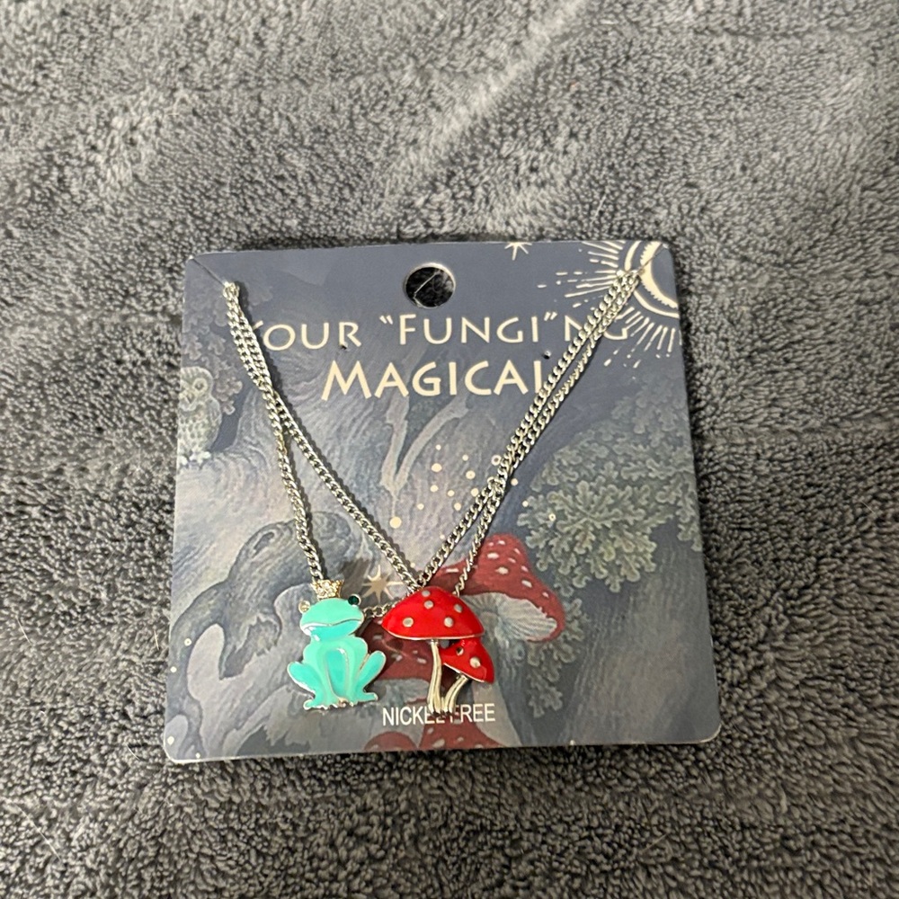 Magical Mushroom Necklace Set - Red and Green